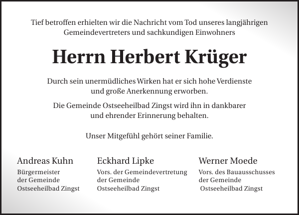 Gemeindevertreter Herbert Krüger